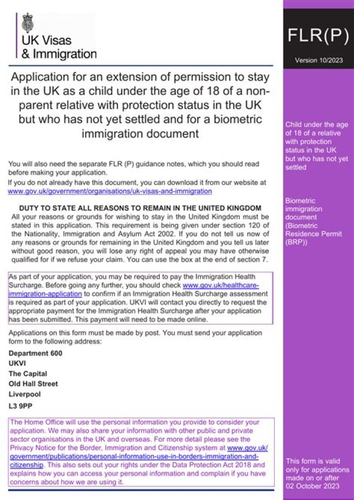 Application to extend stay in the UK: FLR(IR)