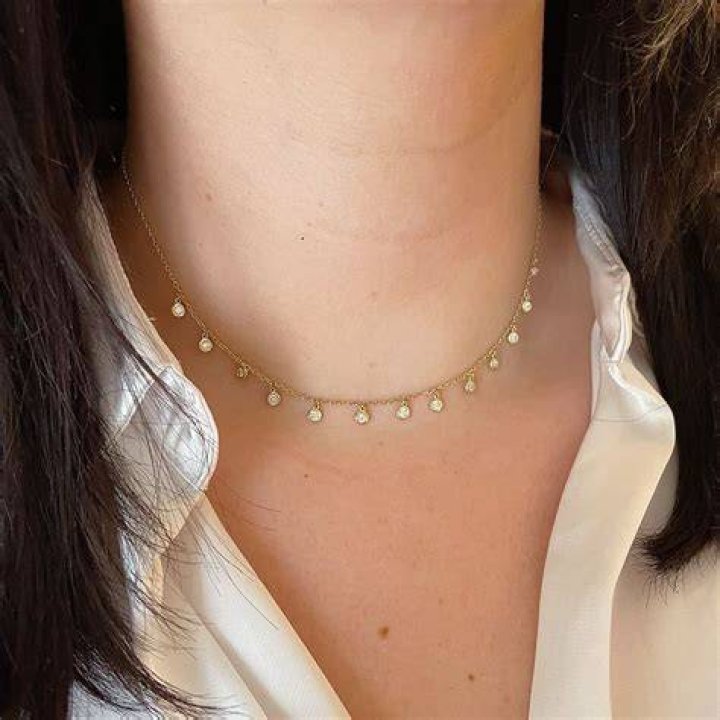 Carlisle Snowfall Diamond Drop Station Necklace by Pratiksha Jewelry Online Irvine CA.