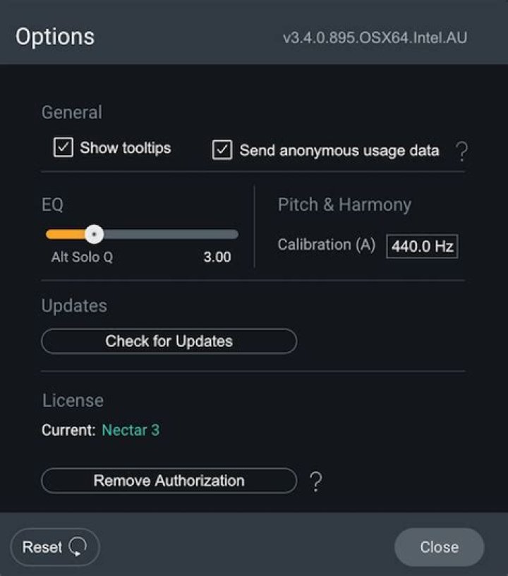 Options - Nectar 3 Help