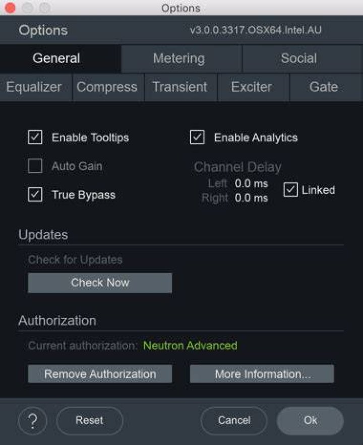 Options - Neutron 3 Help Documentation