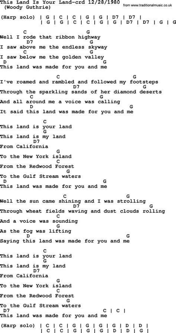 This Land Is Your Land Chords from Other Tracks by Bruce Springsteen