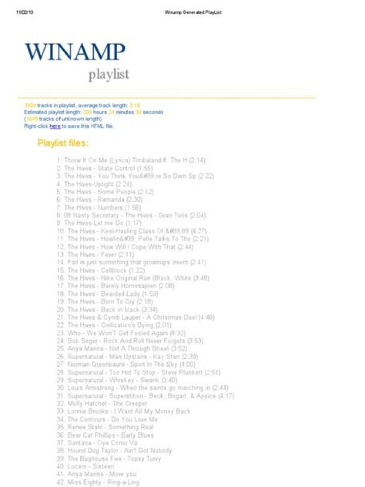 Winamp Generated PlayList